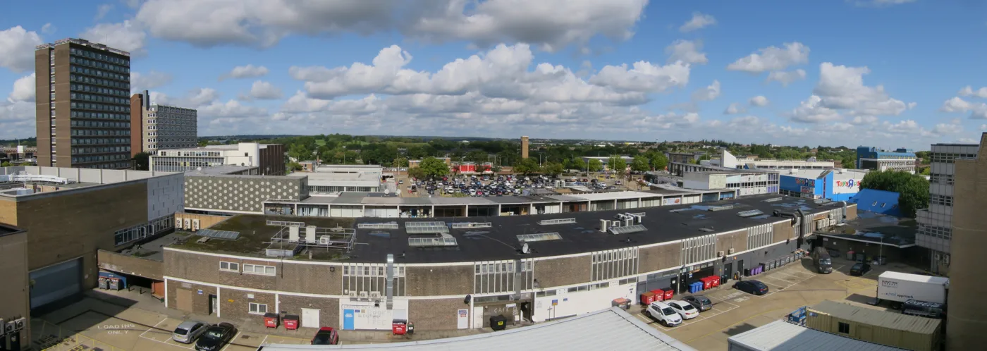 Basildon town centre from above. The council-backed free grotto ran at Basildon Market, in the town centre, last year